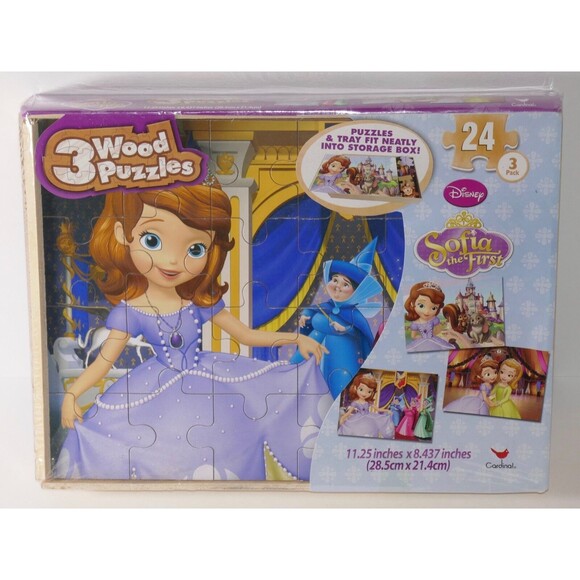 Disney Sofia the First 3 Wood Puzzles Set NEW - Picture 1 of 2